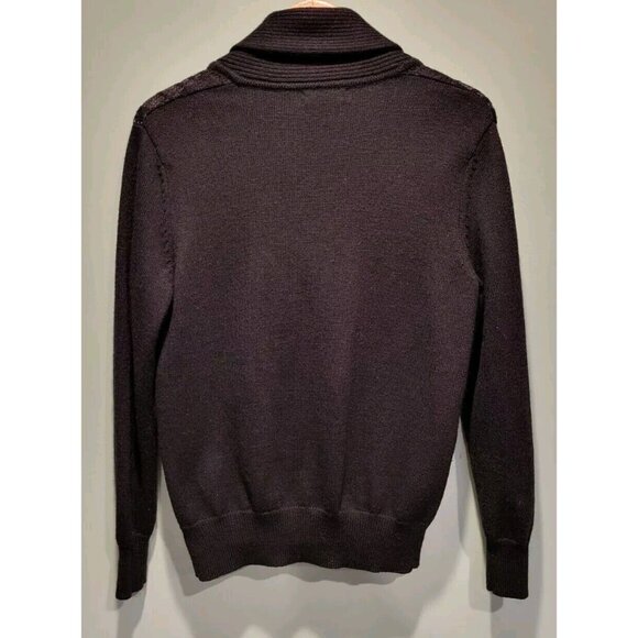 Calvin Klein Black Shawl Collar Chunky Cardigan Sweater Pockets Sz M Grandpa - Picture 5 of 6